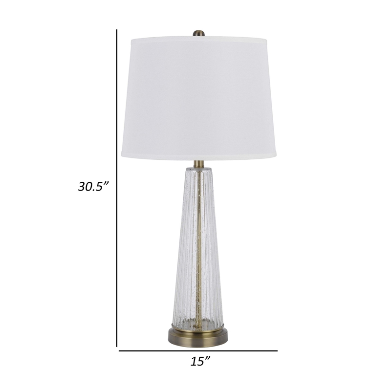 31 Inch Table Lamp Set of 2- White Shade- Tapered Glass Body- Metal Base