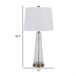 31 Inch Table Lamp Set of 2- White Shade- Tapered Glass Body- Metal Base