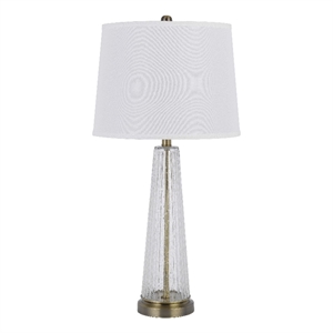 31 Inch Table Lamp Set of 2- White Shade- Tapered Glass Body- Metal Base