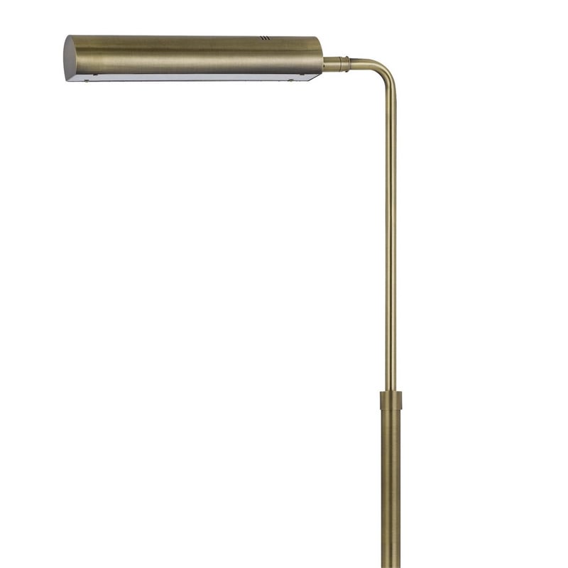 Kime 44-58 Inch Floor Lamp- Adjustable Height- LED- Antique Brass Finish