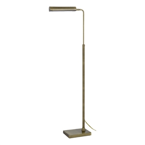 Kime 44-58 Inch Floor Lamp- Adjustable Height- LED- Antique Brass Finish