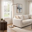 Kime 44-58 Inch Floor Lamp- Adjustable Height- LED- Brushed Steel Finish