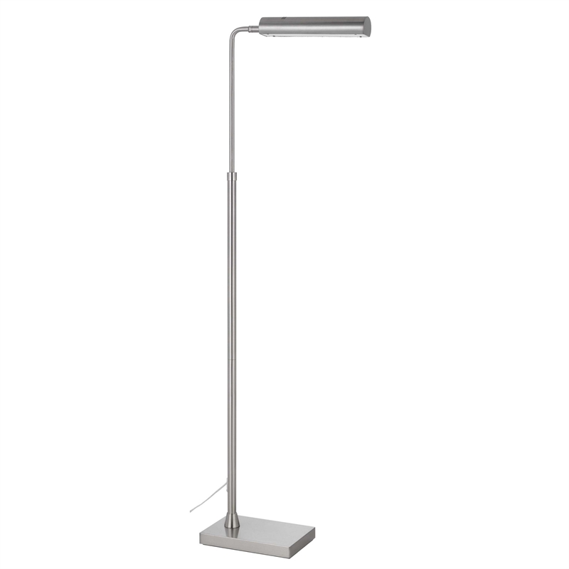 Kime 44-58 Inch Floor Lamp- Adjustable Height- LED- Brushed Steel Finish