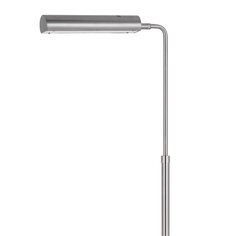 Kime 44-58 Inch Floor Lamp- Adjustable Height- LED- Brushed Steel Finish
