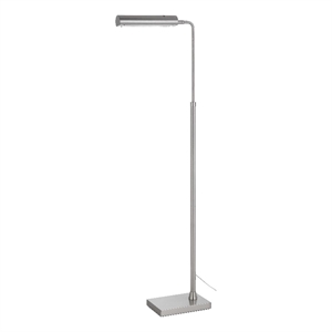 Kime 44-58 Inch Floor Lamp- Adjustable Height- LED- Brushed Steel Finish