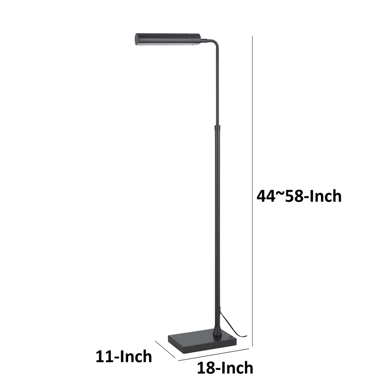 Kime 44-58 Inch Floor Lamp- Adjustable Height- LED- Charcoal Grey Finish