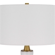 31 Inch Table Lamp with White Drum Shade- Clear Crystal Base- Brass Finish