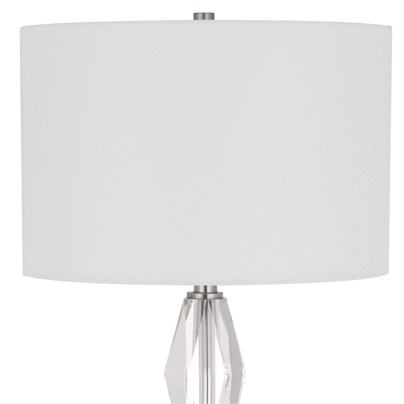 32 Inch Table Lamp with White Drum Shade- Marble Base- Brushed Steel