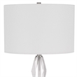 32 Inch Table Lamp with White Drum Shade- Marble Base- Brushed Steel