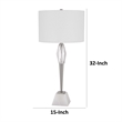 32 Inch Table Lamp with White Drum Shade- Marble Base- Brushed Steel