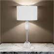 32 Inch Table Lamp with White Drum Shade- Marble Base- Brushed Steel