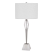32 Inch Table Lamp with White Drum Shade- Marble Base- Brushed Steel