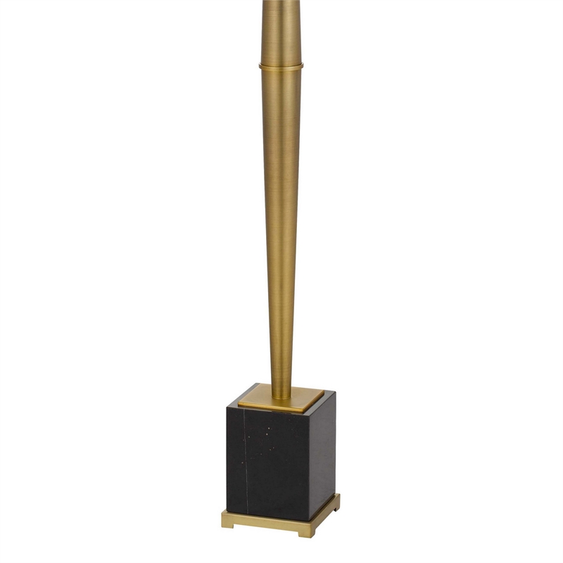 62 Inch Floor Lamp with White Drum Shade- Marble Base- Crystal- Brass