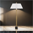 62 Inch Floor Lamp with White Drum Shade- Marble Base- Crystal- Brass