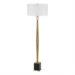 62 Inch Floor Lamp with White Drum Shade- Marble Base- Crystal- Brass
