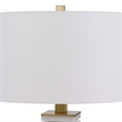 28 Inch Table Lamp- White Drum Hardback- Marble and Antique Brass Finish