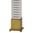 28 Inch Table Lamp- White Drum Hardback- Marble and Antique Brass Finish