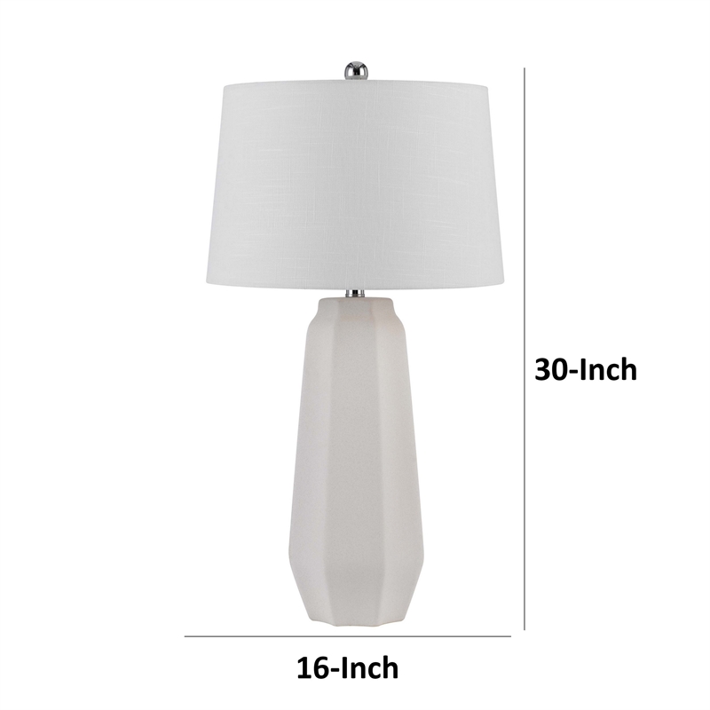 Niu 30 Inch Table Lamp Set of 2- Drum Shade- Sandy White Ceramic Prism Base