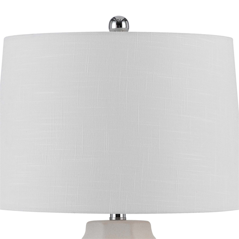 Niu 30 Inch Table Lamp Set of 2- Drum Shade- Sandy White Ceramic Prism Base