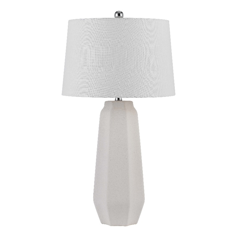 Niu 30 Inch Table Lamp Set of 2- Drum Shade- Sandy White Ceramic Prism Base