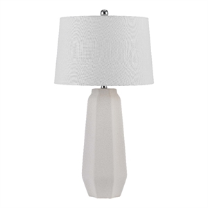 Niu 30 Inch Table Lamp Set of 2- Drum Shade- Sandy White Ceramic Prism Base