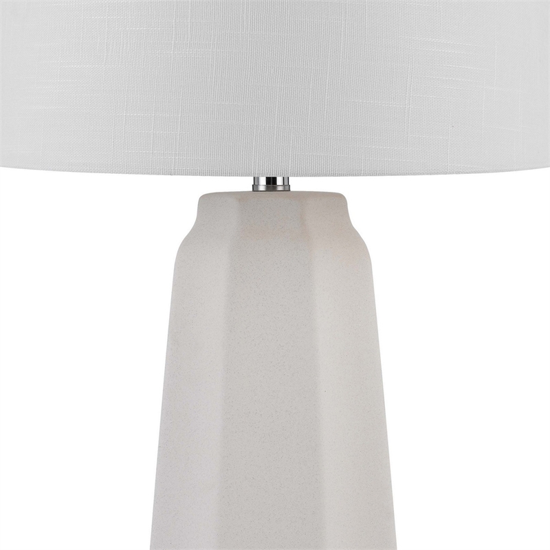 Niu 30 Inch Table Lamp Set of 2- Drum Shade- Sandy White Ceramic Prism Base
