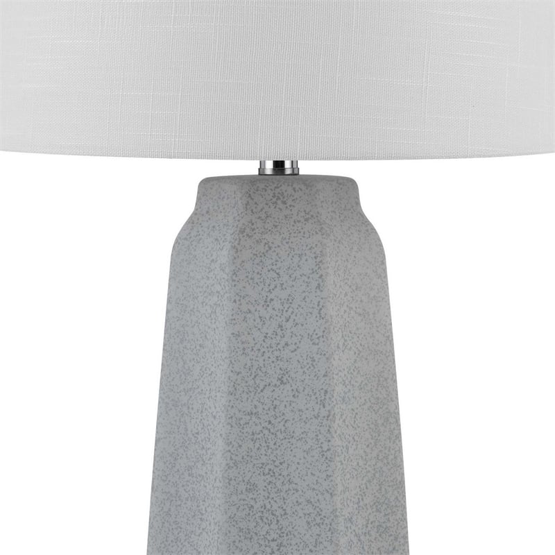 Niu 30 Inch Table Lamp Set of 2- Drum Shade- Stone Gray Ceramic Prism Base