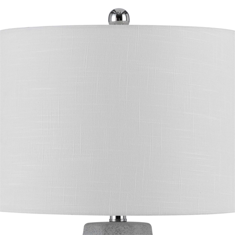 Niu 30 Inch Table Lamp Set of 2- Drum Shade- Stone Gray Ceramic Prism Base