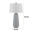 Niu 30 Inch Table Lamp Set of 2- Drum Shade- Stone Gray Ceramic Prism Base