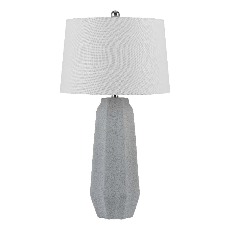 Niu 30 Inch Table Lamp Set of 2- Drum Shade- Stone Gray Ceramic Prism Base