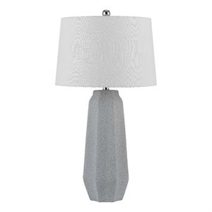 Niu 30 Inch Table Lamp Set of 2- Drum Shade- Stone Gray Ceramic Prism Base