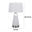 29 Inch Table Lamp- LED Lit- White Drum Hardback- Silver Metal and Glass