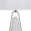 29 Inch Table Lamp- LED Lit- White Drum Hardback- Silver Metal and Glass