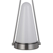 29 Inch Table Lamp- LED Lit- White Drum Hardback- Silver Metal and Glass