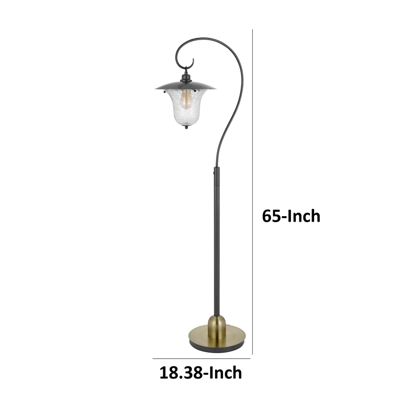Lem 65 Inch Floor Lamp- Classic Lantern- Glass Shade- Bronze Metal Finish