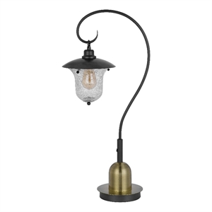 Lem 32 Inch Table Lamp- Classic Lantern- Glass Shade- Bronze Metal Finish