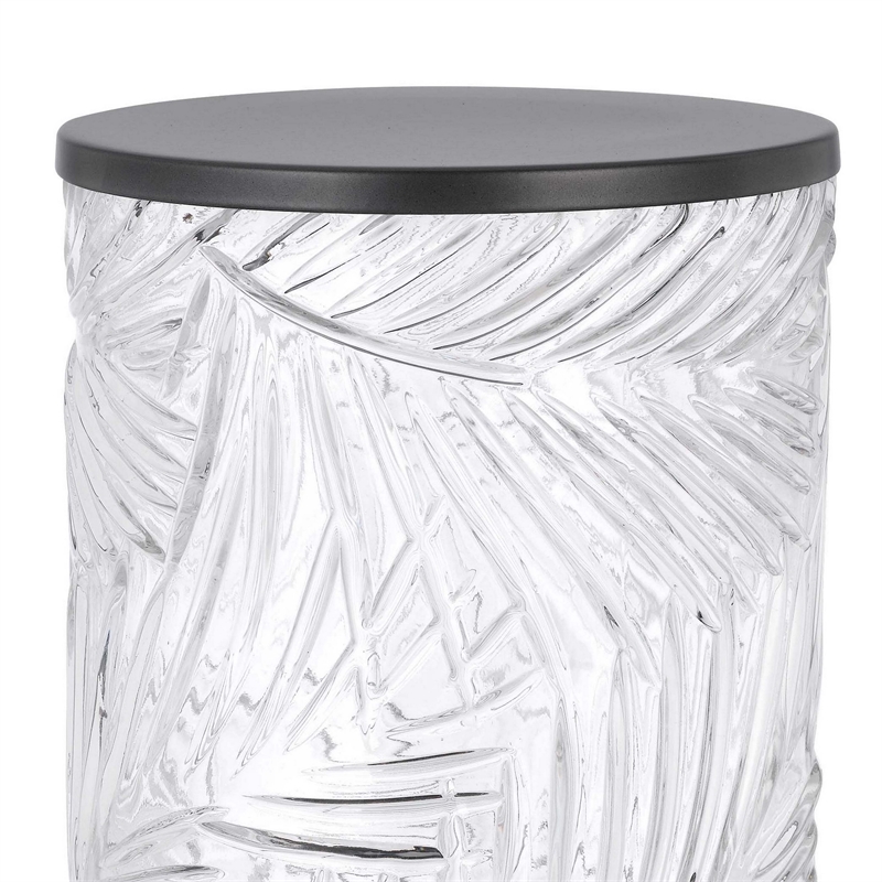 Hem 9 Inch Accent Lamp- LED- Leaf Pattern Glass Shade- Gray Metal Finish