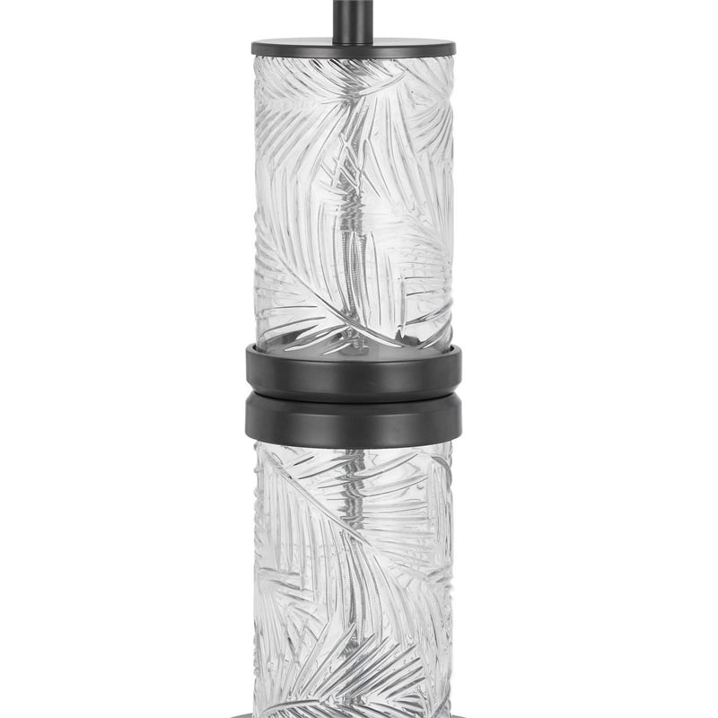 Hem 31 Inch Table Lamp with Drum Hardback- LED- Leafy Glass- Gray Metal