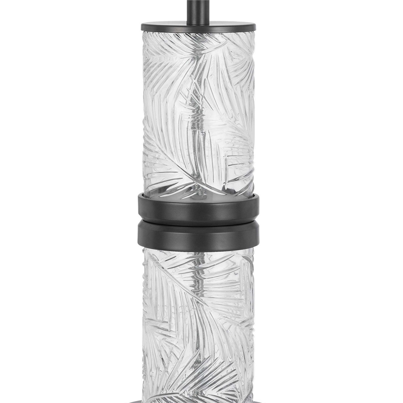 Hem 31 Inch Table Lamp with Drum Hardback- LED- Leafy Glass- Gray Metal