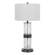 Hem 31 Inch Table Lamp with Drum Hardback- LED- Leafy Glass- Gray Metal