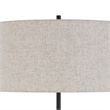Sie 59 Inch Floor Lamp- White Linen Shade- Round Base- Black Metal Pole