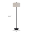 Sie 59 Inch Floor Lamp- White Linen Shade- Round Base- Black Metal Pole
