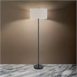 Sie 59 Inch Floor Lamp- White Linen Shade- Round Base- Black Metal Pole