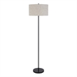 Sie 59 Inch Floor Lamp- White Linen Shade- Round Base- Black Metal Pole