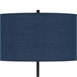 Sie 59 Inch Floor Lamp- Navy Blue Linen Shade- Round Base- Black Metal Pole