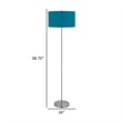 Sie 59 Inch Floor Lamp- Aqua Blue Linen Shade- Round Base- Silver Metal