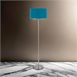 Sie 59 Inch Floor Lamp- Aqua Blue Linen Shade- Round Base- Silver Metal
