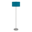 Sie 59 Inch Floor Lamp- Aqua Blue Linen Shade- Round Base- Silver Metal