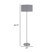 Sie 59 Inch Floor Lamp- Gray Linen Shade- Round Base- Silver Metal Pole