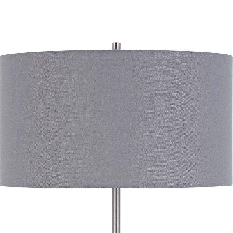 Sie 59 Inch Floor Lamp- Gray Linen Shade- Round Base- Silver Metal Pole